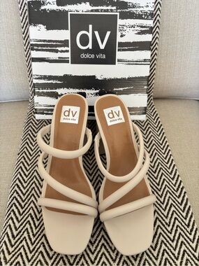 Dolce Vita Beige Multi-Strap Slide Heels